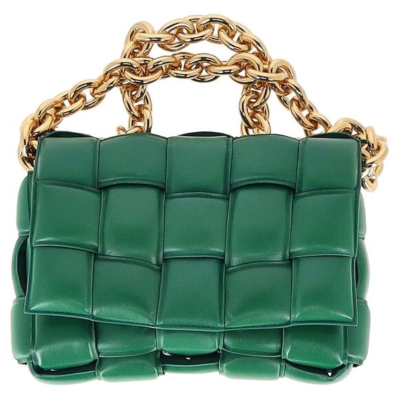 Bottega Veneta Handbags - Bottega Veneta Padded Cassette Shoulder Bag in Green Leather